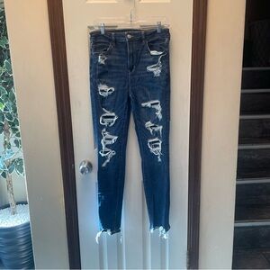 American Eagle Outfitters Blue Skinny Distressed Jeans